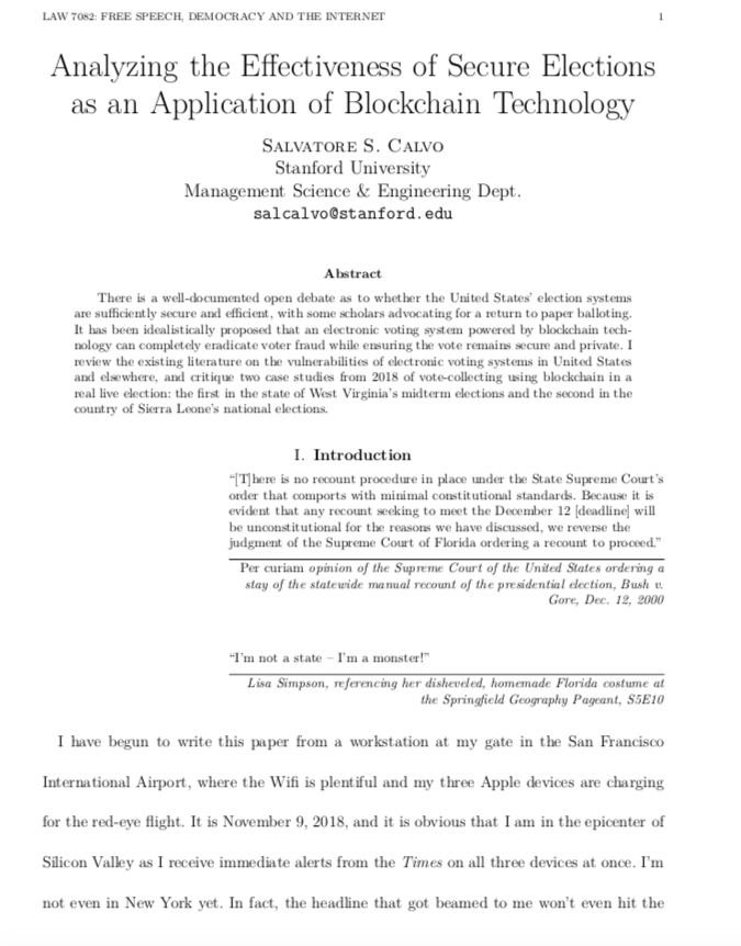 Analyzing The Effectiveness Of Secure Elections As An Application Of